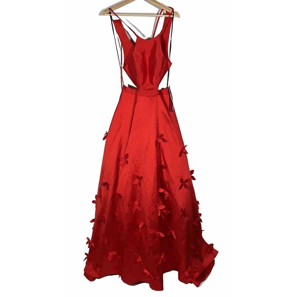 B. Smart Gown Red Women's Dress Butterflies Strap Back Corset Maxi Size 1 NWT